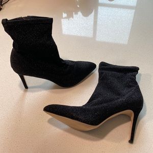 Sam Edelman black glitter sock heels. Size 10.